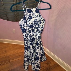 Lulus XS Halter Top A-Line Navy Dress